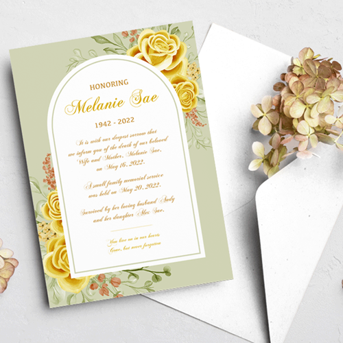 Show details for Yellow Floral Border Announcement