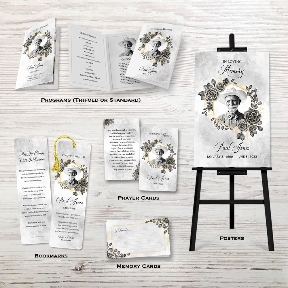 Show details for Black Gold Floral Memorial Package