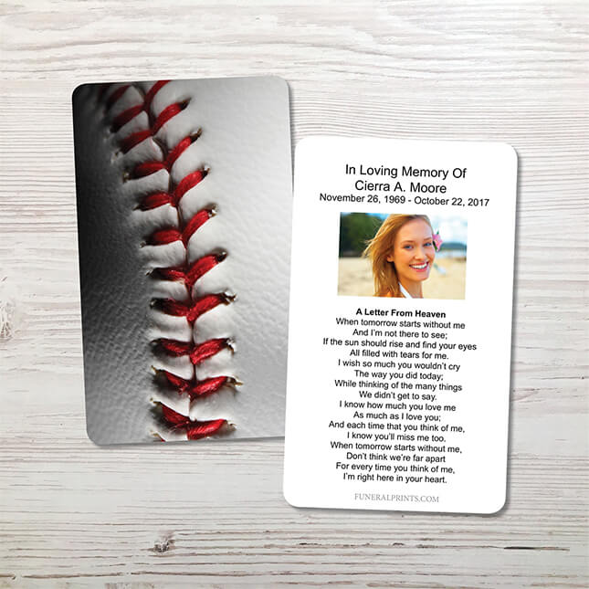 Show details for Baseball 3 Memorial Card