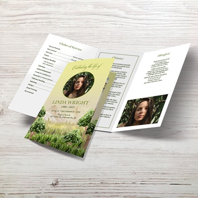 Show details for Tree Watercolor Trifold Program