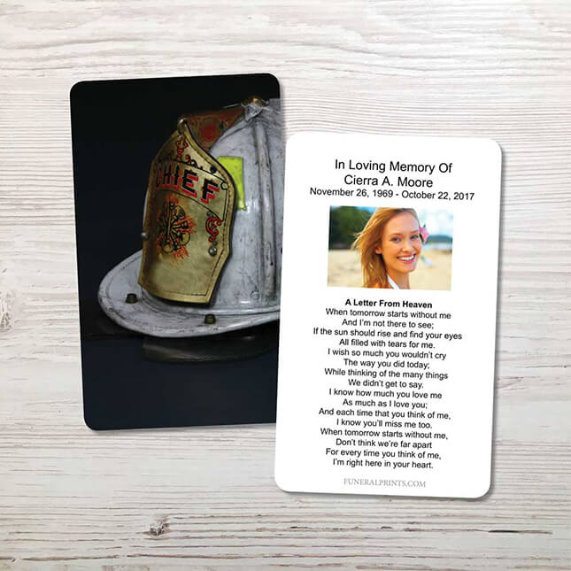 Show details for Fire Helmet Memorial Card