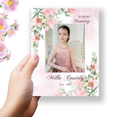 Show details for Pink Gold Floral Funeral Program