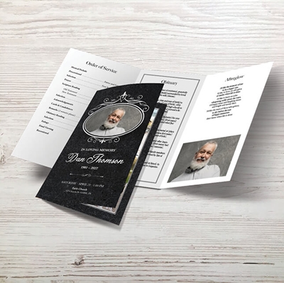 Show details for Gray Marble Trifold Program