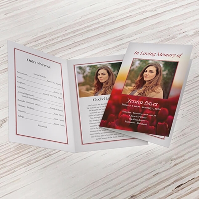 Show details for Red Tulip Funeral Program