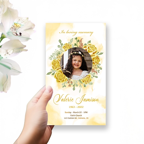Show details for Yellow Floral Trifold Program