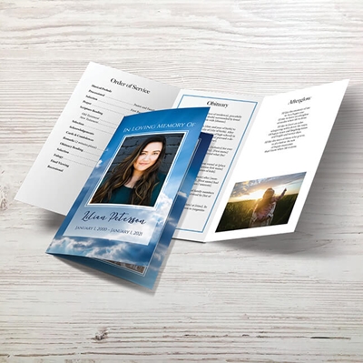 Show details for Blue Clouds Trifold Program