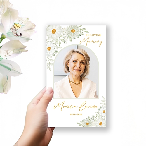 Show details for White Floral Border Trifold Program