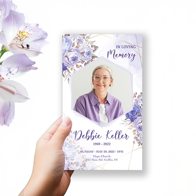 Show details for Purple Gold Floral Trifold Program