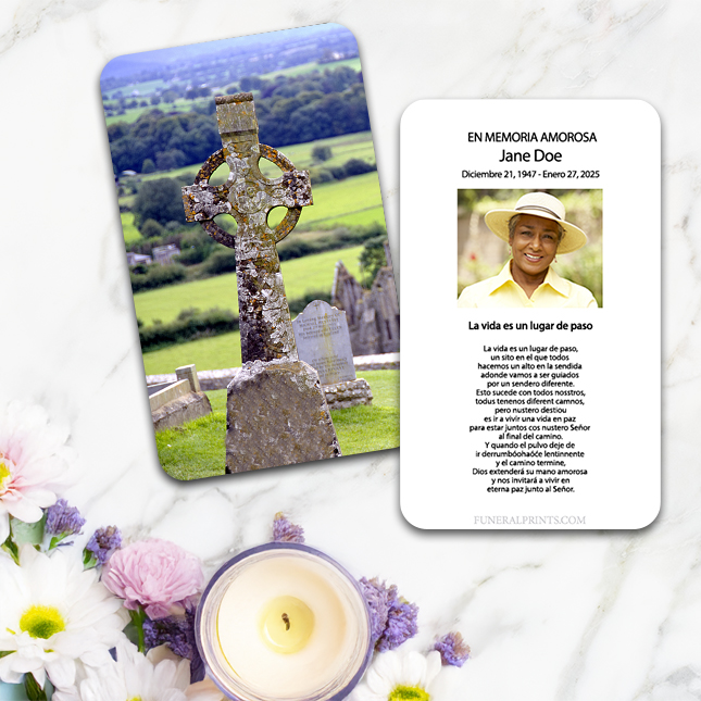 Show details for Bee on Lavender Spanish Prayer Card