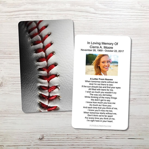 Show details for Baseball 3 Memorial Card